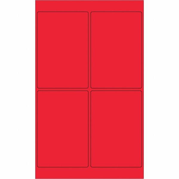 Tape Logic® Rectangle Laser Labels, 4" x 6", Fluorescent Red, 400/Case