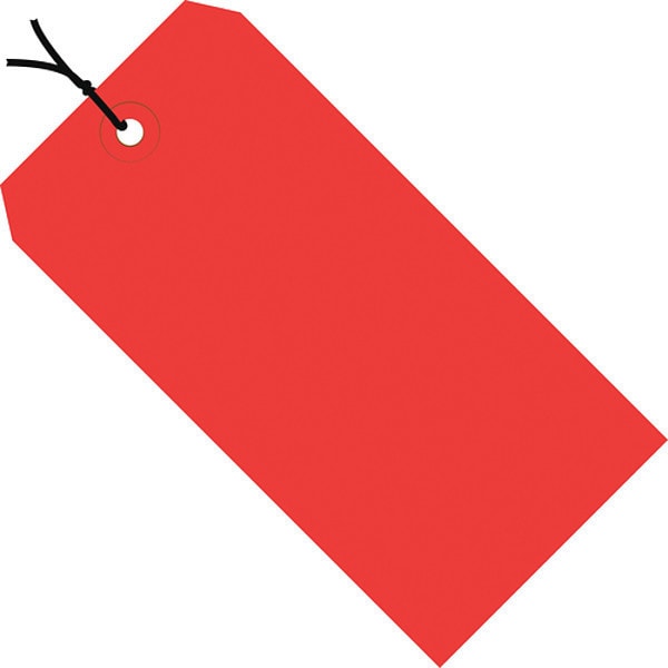 Shipping Tags, Pre-Strung, 13 Pt., 8" x 4", Red 500/Case
