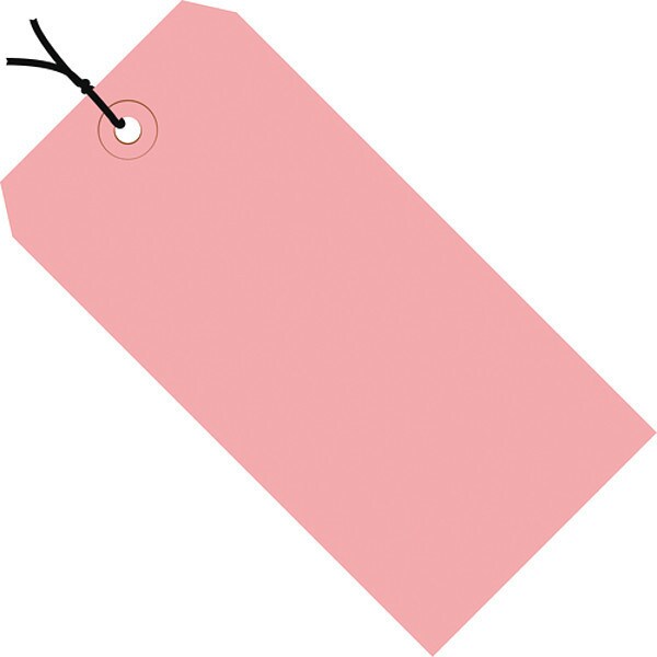 Shipping Tags, Pre-Strung, 13 Pt., 8" x 4", Pink 500/Case