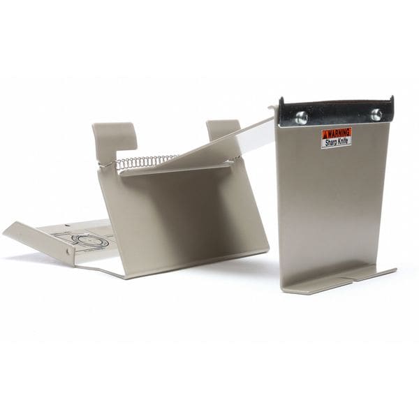 Pouch Tape Dispenser, 5 in Max. Tape Width. 5 1/4 in Tape Core Dia, Metal, Gray