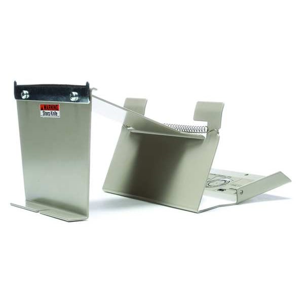 Pouch Tape Dispenser, 5 in Max. Tape Width. 5 1/4 in Tape Core Dia, Metal, Gray