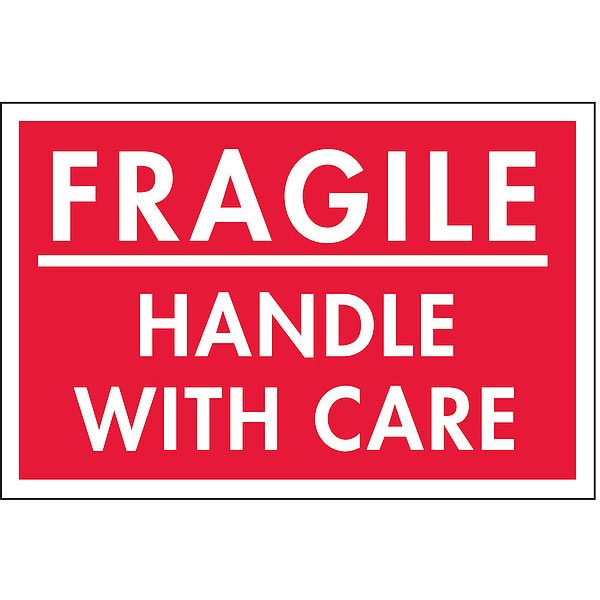 Shipping Labels, Red/White, 2 In. H, PK50