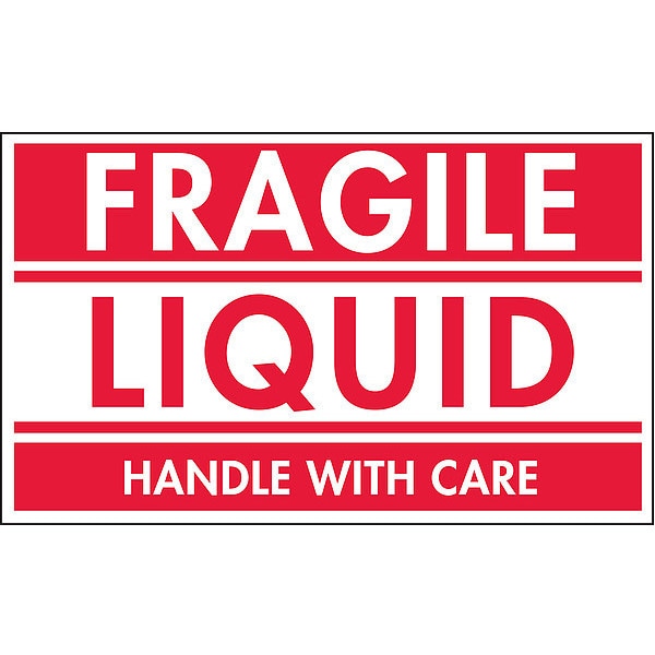 Shipping Labels, Red/White, 5 In. W, PK50