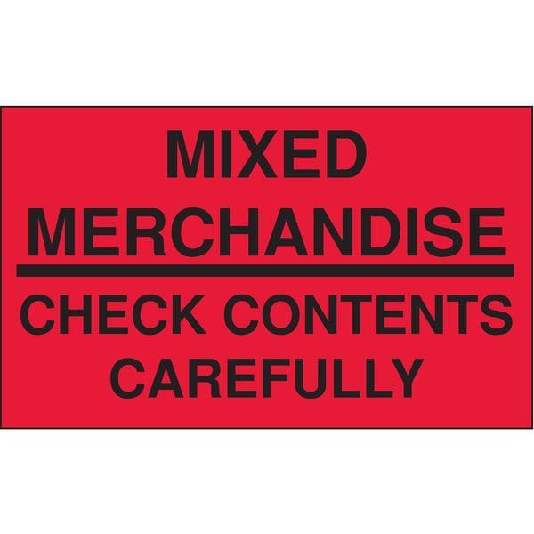 3" x 5" Adhesive Back Shipping Labels, Mixed Merch., Check Contents, Pk500