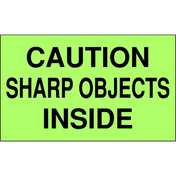 3" x 5" Adhesive Back Shipping Labels, Caution Sharp Objects Inside, Pk500