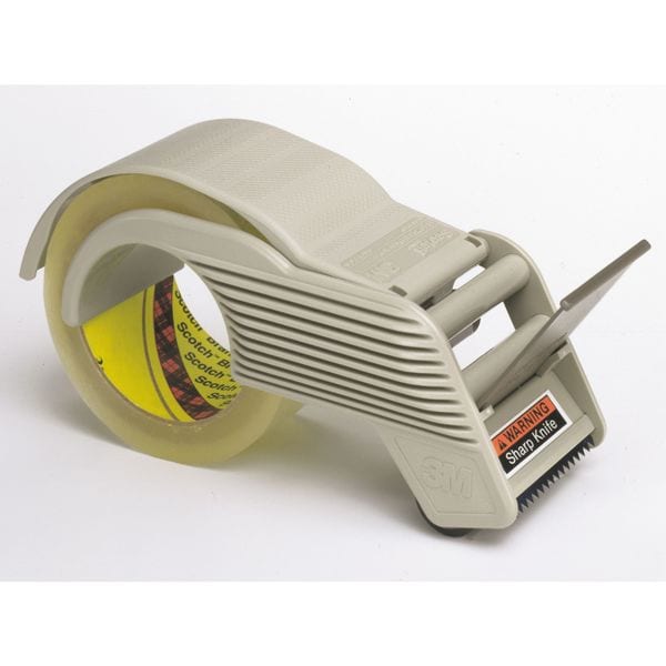 Handheld Tape Dispenser, 2 in Max. Tape Width. 4 3/4 in Tape Core Dia, Ribbed, Plastic, Gray