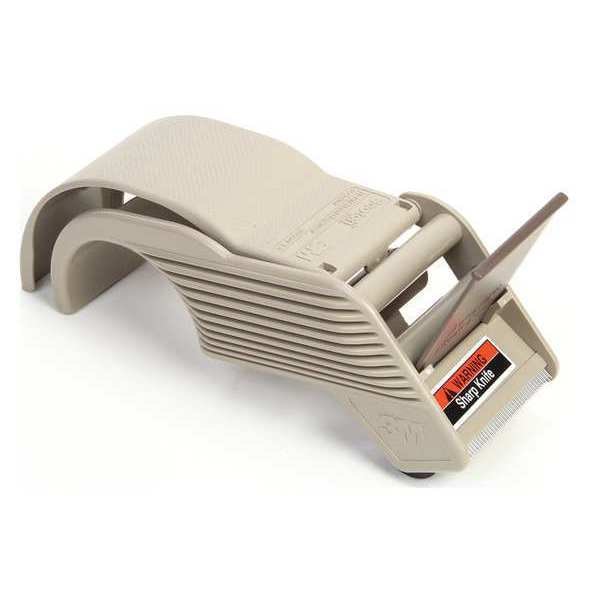 Handheld Tape Dispenser, 2 in Max. Tape Width. 4 3/4 in Tape Core Dia, Ribbed, Plastic, Gray