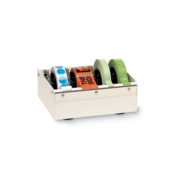 Tabletop Tape Dispenser, 6 in Tape Core Dia, Acrylic, White