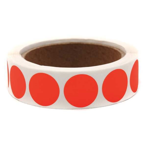 Blank Dot Label Red 1"W, Pk1000