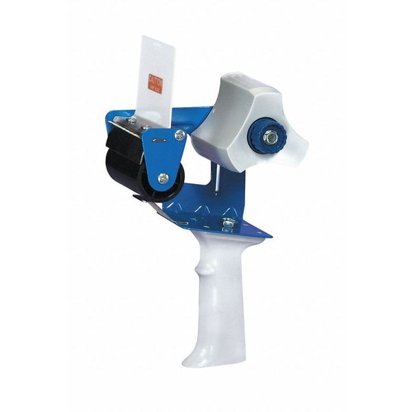 Handheld Tape Dispenser, 3 in Max. Tape Width. 5 1/2 in Tape Core Dia, Pistol, Plastic, Blue