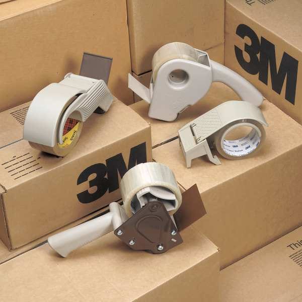 Handheld Tape Dispenser, 2 in Max. Tape Width. 5 1/8 in Tape Core Dia, Pistol, Plastic, Gray, Tan