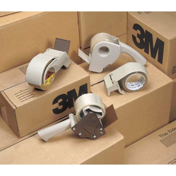 Handheld Tape Dispenser, 2 in Max. Tape Width. 5 1/8 in Tape Core Dia, Pistol, Plastic, Gray, Tan