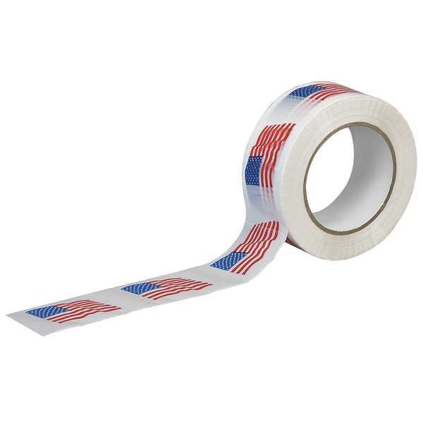 Carton Tape, Red/Blue/White, 2Inx55Yd
