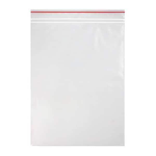 Reclosable Poly Bag, Zip Seal, 10 in L, 8 in W, 2 mil Thick, Low Density Polyethylene (LDPE), Clear