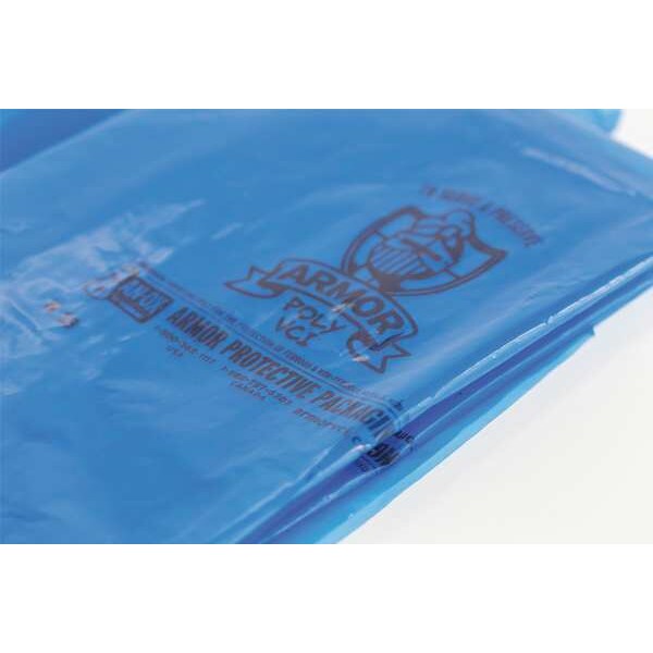 VCI Bags, Zip Seal, 8 in L, 6 in W, 4 mil Thick, Low Density Polyethylene (LDPE), Blue