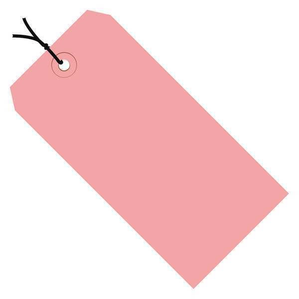 Shipping Tags, Pre-Strung, 13 Pt., 5 1/4" x 2 5/8", Pink, 1000/Case