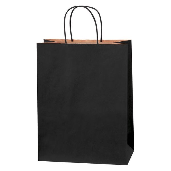 Tinted Shopping Bags, 10" x 5" x 13", Black, 250/Case