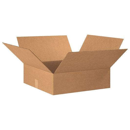Flat Corrugated Boxes, 20" x 20" x 6", Kraft, 15/Bundle