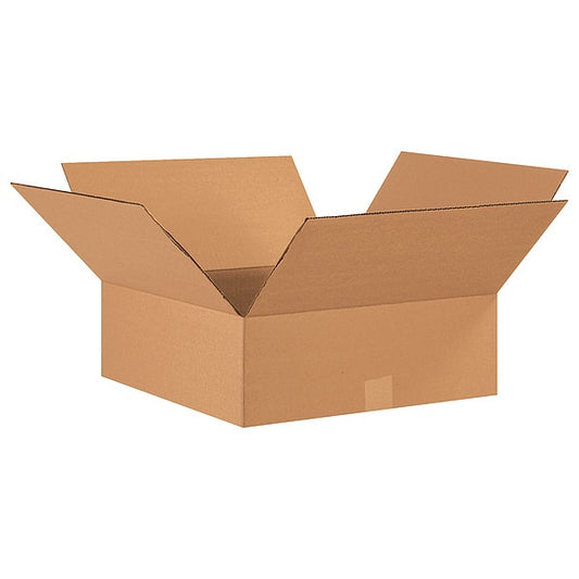 Flat Corrugated Boxes, 17" x 17" x 6", Kraft, 20/Bundle