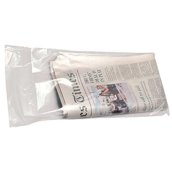 Newspaper Bags, 20" x 6-1/2", 0.65 mil, Clear, None, 2000 PK