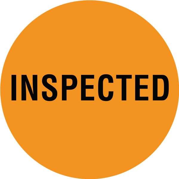 Circle Inventory Control Label, Inspected, Orange, Pk1000
