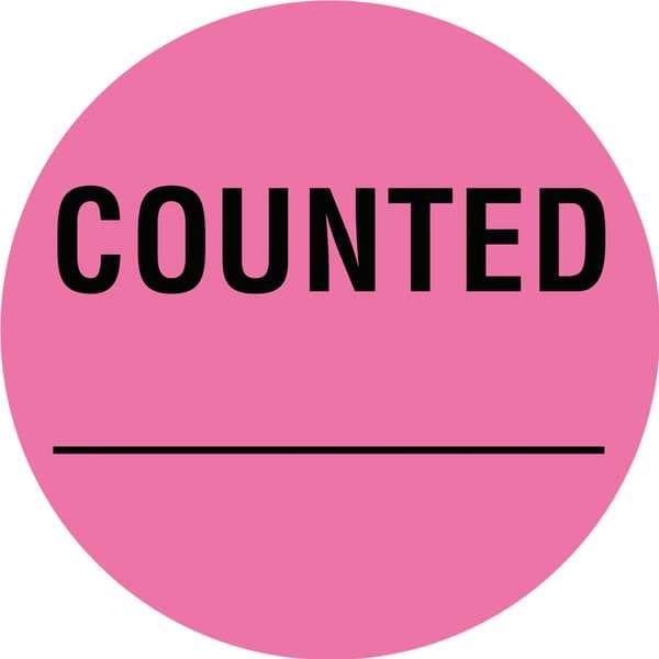 Inventory Control Label Pink, Counted, Pk1000