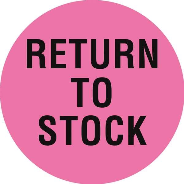Circle Inventory Control Label, Return to Stock, Pink, Pk1000