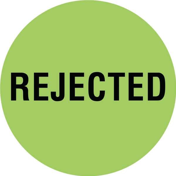 Circle Inventory Control Label, Rejected, Green, Pk1000