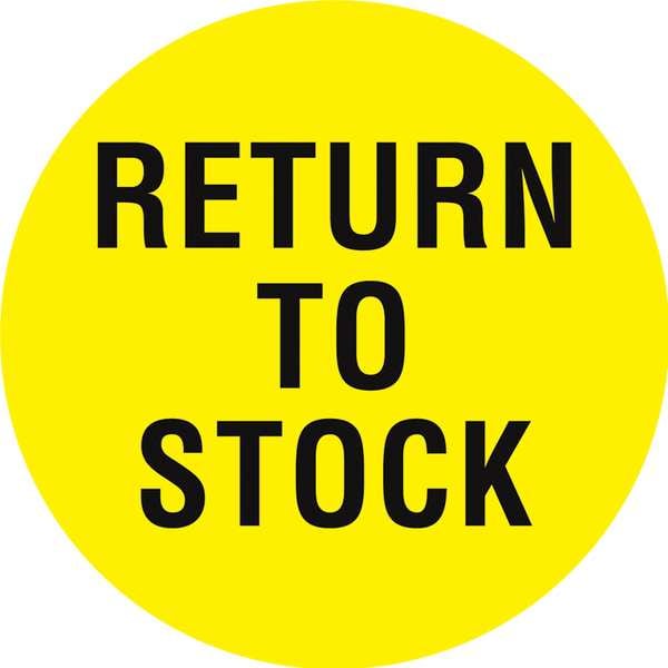 Circle Inventory Control Label, Return to Stock, Yellow, Pk1000