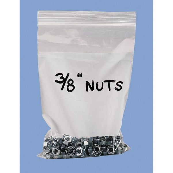 Reclosable Poly Bag, Zip Seal, 5 in L, 3 in W, 2 mil Thick, Low Density Polyethylene (LDPE), Clear