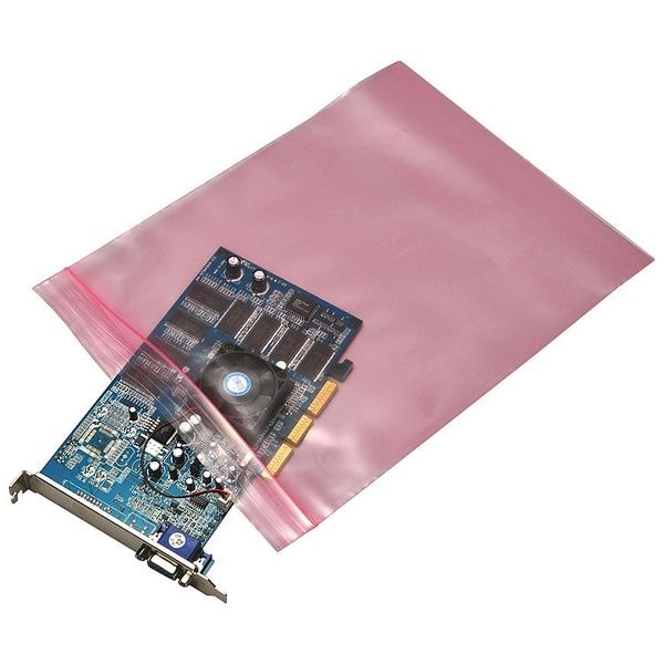 Reclosable Poly Bag, Zip Seal, 6 in L, 4 in W, 4 mil Thick, Low Density Polyethylene (LDPE), Pink