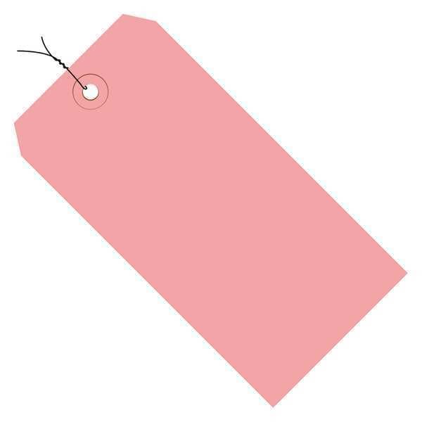 Shipping Tags, Pre-Wired, 13 Pt., 4 3/4" x 2 3/8", Pink, 1000/Case