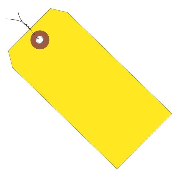 Plastic Shipping Tags, Pre-Wired, 4 3/4" x 2 3/8", Yellow, 100/Case
