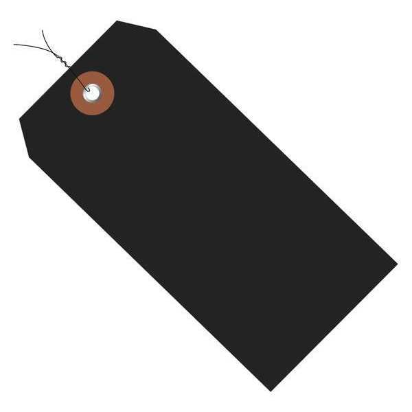 Plastic Shipping Tags, Pre-Wired, 4 3/4" x 2 3/8", Black, 100/Case
