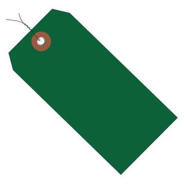 Plastic Shipping Tags, Pre-Wired, 4 3/4" x 2 3/8", Green, 100/Case