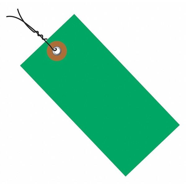Shipping Tags, Pre-Wired, 4 3/4"x2 3/8", Green, PK100