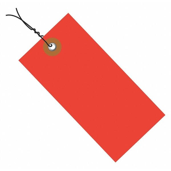 Tyvek® Shipping Tags, Pre-Wired, 5 1/4" x 2 5/8", Red, 100/Case