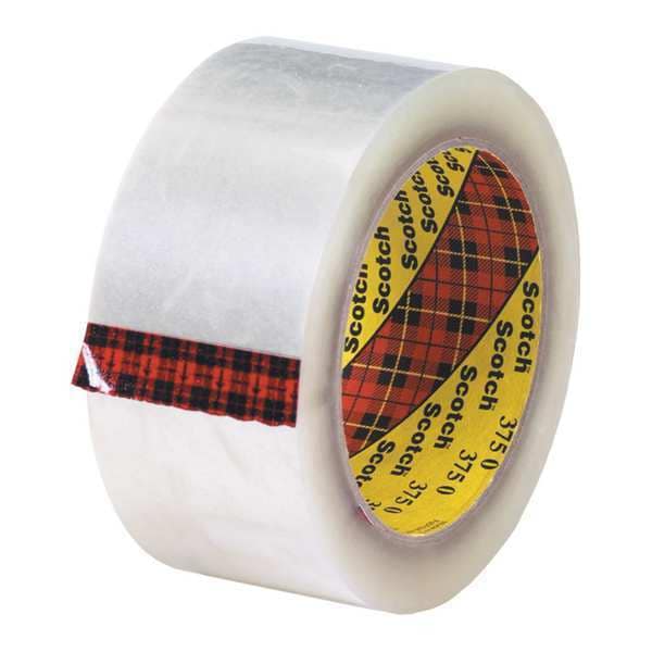3M™ 375 Carton Sealing Tape, 3.1 Mil, 2" x 55 yds., Clear, 6/Case