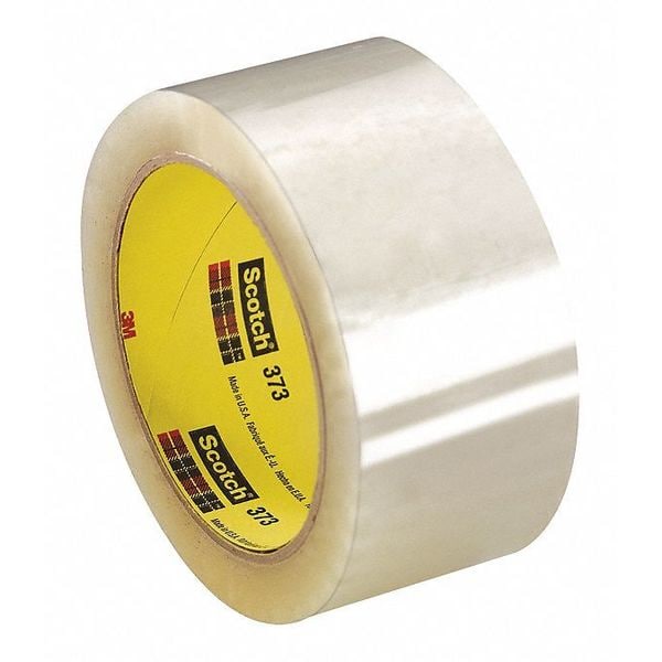 3M™ 373 Carton Sealing Tape, 2.5 Mil, 2" x 55 yds., Clear, 6/Case