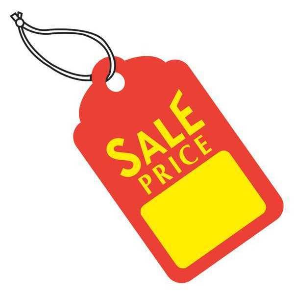 Merchandise Tags, Pre-Strung, 1 11/16" x 2 3/4", Red/Yellow, 1000/Case