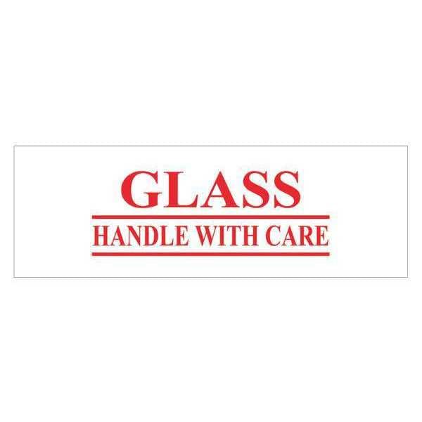 Tape Logic® Pre-Printed Carton Sealing Tape, "Glass - Handle With Care", 2.2 Mil, 2" x 55 yds., Red/White, 36/Case