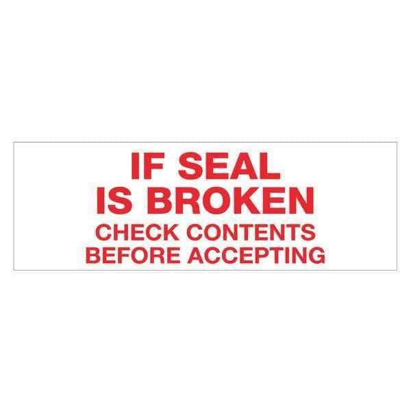 Tape Logic® Pre-Printed Carton Sealing Tape, "If Seal Is Broken...", 2.2 Mil, 2" x 55 yds., Red/White, 6/Case