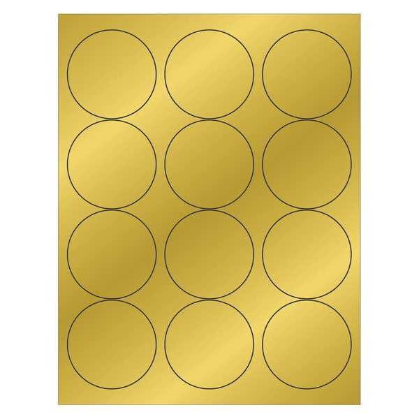 Tape Logic® Foil Circle Laser Labels, 2 1/2", Gold, 1200/Case