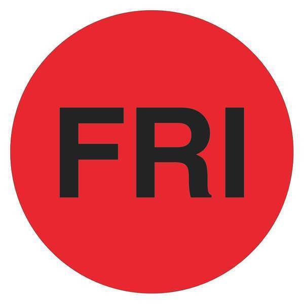 Tape Logic® Inventory Circle Labels, Days of the Week, "FRI", 1", Fluorescent Red, 500/Roll