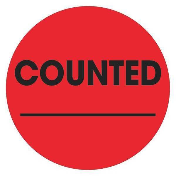 Tape Logic® Labels, "Counted ___", 2" Circle, Fluorescent Red, 500/Roll