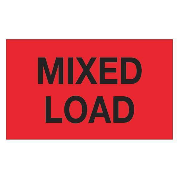 Tape Logic® Labels, "Mixed Load", Fluorescent Red, 500/Roll