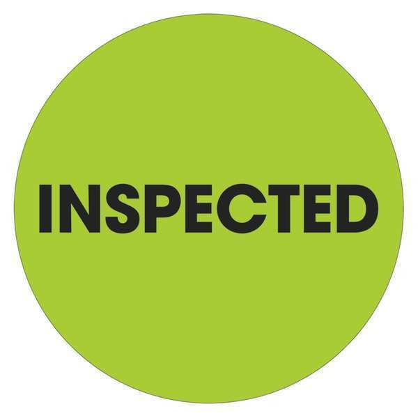 Tape Logic® Labels, "Inspected", 2" Circle, Fluorescent Green, 500/Roll
