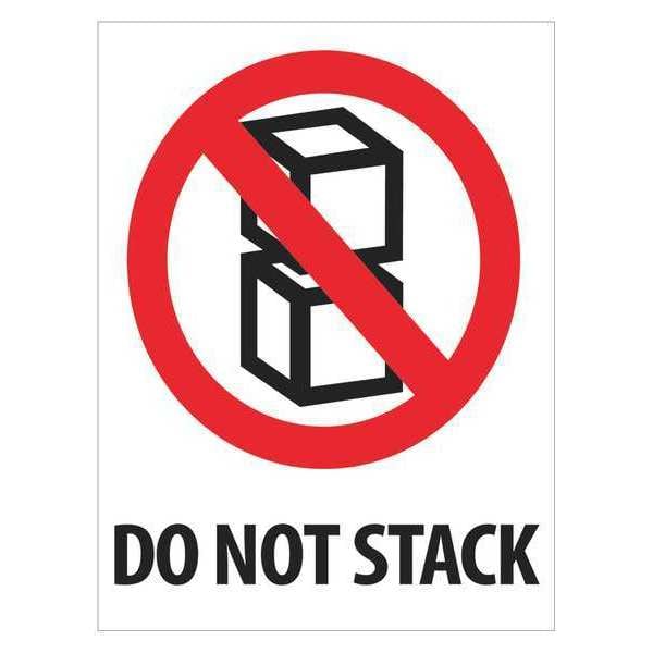 Tape Logic® Labels, "Do Not Stack", 3" x 4", Red/White/Black, 500/Roll