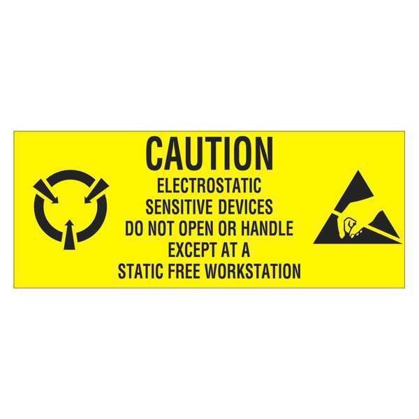 Tape Logic® Labels, "Electrostatic Sensitive Devices", 1" x 2 1/2", Black/Yellow, 500/Roll