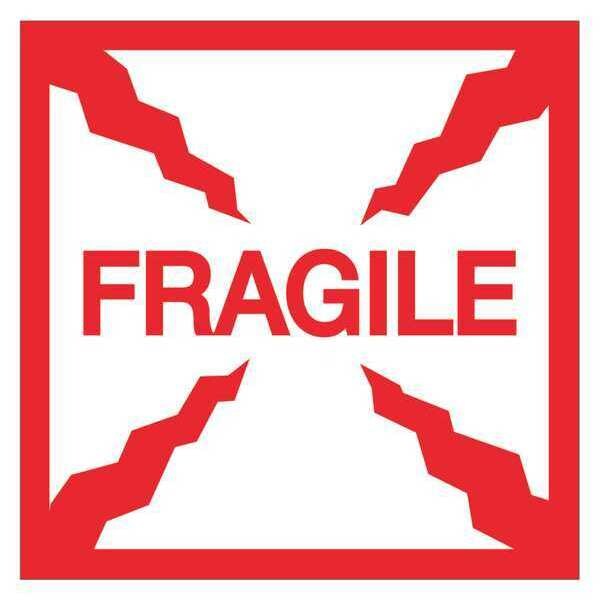 Tape Logic® Labels, "Fragile", 2" x 2", Red/White, 500/Roll
